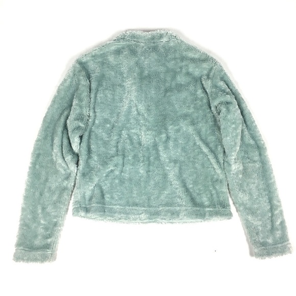 MARKER Furry Pullover Polartec Sweatshirt Half Zip Fuzzy Cozy Aqua Size Medium - Picture 4 of 8